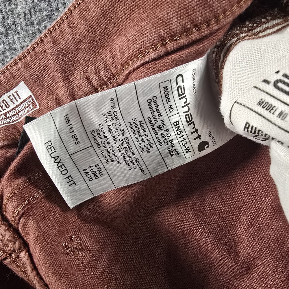 Carhartt Women's Relaxed Fit Canvas Work Pants Brown Size 6 Tall Carpenter - Picture 4 of 8